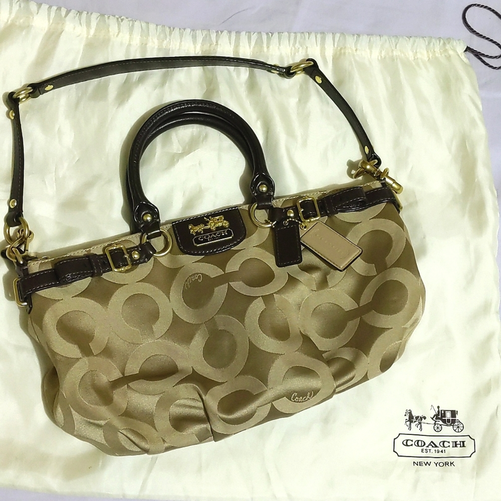 COACH Madison Op Art Sateen Sophia Satchel Handbag